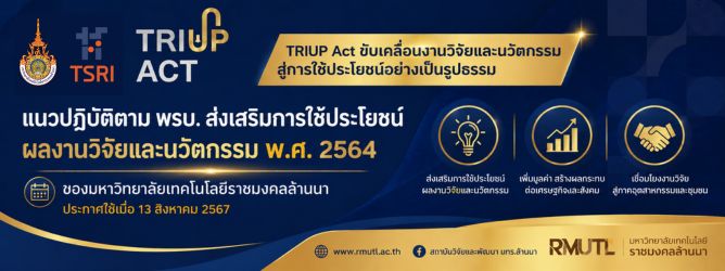 ประกาศ มทร.ล้านนา ตาม พ.ร.บ.ส่งเส่งเสริมการใช้ประโยชน์ผลงานวิจัยและนวัตกรรม พ.ศ.2564