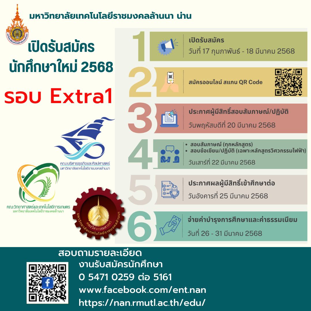 รับสมัครนักศึกษาใหม่ 2568 รอบ Extra1