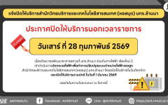 ประกาศ สวส. (หอสมุด) มทร.ล้านนา : การปิดให้บริการนอกเวลาราชการ ด้วยมีการดำเนินการตัดกระแสไฟฟ้าเพื่อทำการปรับปรุงระบบจำหน่ายไฟฟ้าแรงสูง