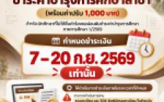 แจ้งกำหนดการ ชำระค่าบำรุงการศึกษาล่าช้า (พร้อมค่าปรับ 1,000 บาท)