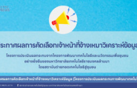 รูปภาพ : ประกาศผลการคัดเลือกเจ้าหน้าที่จ้างเหมาวิเคราะห์ข้อมูล (โครงการประเมินผลกระทบการพัฒนาเทคโนโลยีฯ)