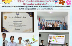 รูปภาพ : นักศึกษา วท.บ.3 สาขาอุตสาหกรรมเกษตร คณะวิทยาศาสตร์และเทคโนโลยีการเกษตร มทร.ล้านนา น่าน รับรางวัลชนะเลิศอันดับที่ 1 ในการแข่งขัน โครงการประกวดแผนธุรกิจ (Pitching Business Plan) จัดโดย สำนักงานหอการค้าจังหวัดน่าน