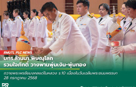 รูปภาพ : มทร.ล้านนา พิษณุโลก รวมใจภักดิ์ วางพานพุ่มเงิน-พุ่มทอง ถวายพระพรชัยมงคลแด่ในหลวง ร.10 เนื่องในวันเฉลิมพระชนมพรรษา 28 กรกฎาคม 2568