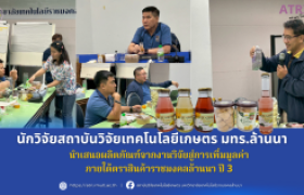 รูปภาพ : นักวิจัยสถาบันวิจัยเทคโนโลยีเกษตรนำเสนอผลิตภัณฑ์จากงานวิจัยสู่การเพิ่มมูลค่าภายใต้ตราสินค้าราชมงคลล้านนา ปี 3
