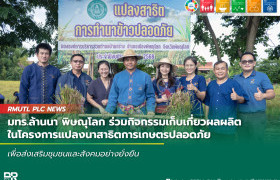 รูปภาพ : มทร.ล้านนา พิษณุโลก ร่วมกิจกรรมเก็บเกี่ยวผลผลิตในโครงการแปลงนาสาธิตการเกษตรปลอดภัย เพื่อส่งเสริมชุมชนและสังคมอย่างยั่งยืน