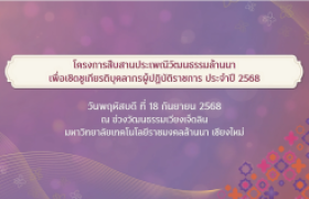 รูปภาพ : วีดิทัศน์สรุป : โครงการสืบสานประเพณีวัฒนธรรมล้านนา เชิดชูเกียรติบุคลากรผู้ปฏิบัติราชการ ประจำปี 2568