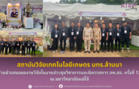 รูปภาพ : สถาบันวิจัยเทคโนโลยีเกษตร มทร.ล้านนา ร่วมนำเสนอผลงานวิจัยในงานประชุมวิชาการและนิทรรศการ อพ.สธ. ครั้งที่ 12 ณ มหาวิทยาลัยแม่โจ้