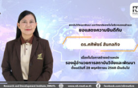 รูปภาพ : คำสั่งแต่งตั้ง ดร.ศศิพัชร์ สันกลกิจ รองผู้อำนวยการสถาบันวิจัยและพัฒนา