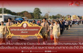 รูปภาพ : มทร.ล้านนา เชียงราย ร่วมขบวนเฉลิมฉลองพิธีเปิดงานครบรอบ 764 ปี  เมืองเชียงราย งานพ่อขุนเม็งรายมหาราชและงานกาชาด ประจำปี 2569