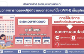 รูปภาพ : ประกาศ สวส. (หอสมุด) มทร.ล้านนา แนวทางการทดลองปฏิบัติงานนอกสถานที่ตั้ง (WFH) เต็มรูปแบบ
