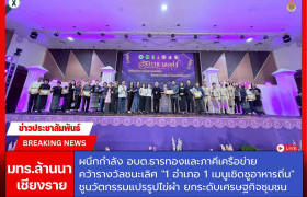 รูปภาพ : มทร.ล้านนา ผนึกกำลัง อบต.ธารทอง และภาคีเครือข่าย คว้ารางวัลชนะเลิศ 1 อำเภอ 1 เมนูเชิดชูอาหารถิ่น ชูนวัตกรรมแปรรูปไข่ผำ ยกระดับเศรษฐกิจชุมชน