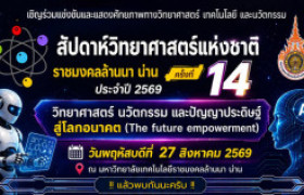 รูปภาพ : เชิญร่วมแข่งขันและแสดงศักยภาพทางวิทยาศาสตร์ เทคโนโลยี และนวัตกรรม ในงาน “สัปดาห์วิทยาศาสตร์แห่งชาติ-ราชมงคลล้านนา น่าน ครั้งที่ 14” ประจำปี 2569