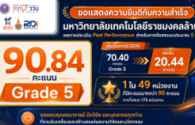 รูปภาพ : มทร.ล้านนา ก้าวสู่ Grade 5 ผลประเมิน Past Performance พุ่ง 90.84 คะแนน ติดกลุ่มแนวหน้าระดับประเทศ